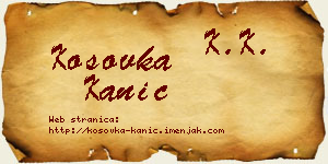 Kosovka Kanić vizit kartica